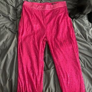 Pink sequin high waisted pants